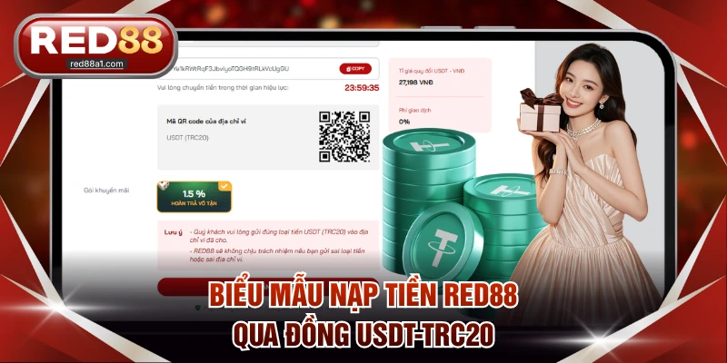 Biểu mẫu nạp tiền RED88 qua đồng USDT-TRC20